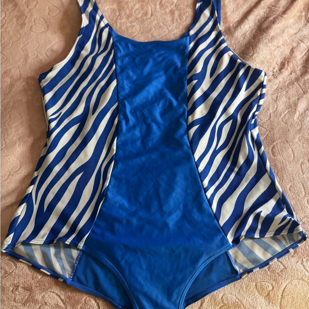 Blue Zebra Print Swimsuit